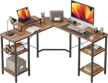 L-förmiger Computertisch mit Regalen, 128 cm Industrial Office