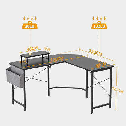 Gaming Schreibtisch Eckschreibtisch 120x120cm Monitorständer Schwarz