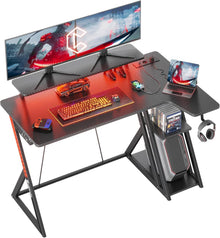 Gaming Computertisch LED-Leuchten Ablagefächer 120 cm Eckschreibtisch