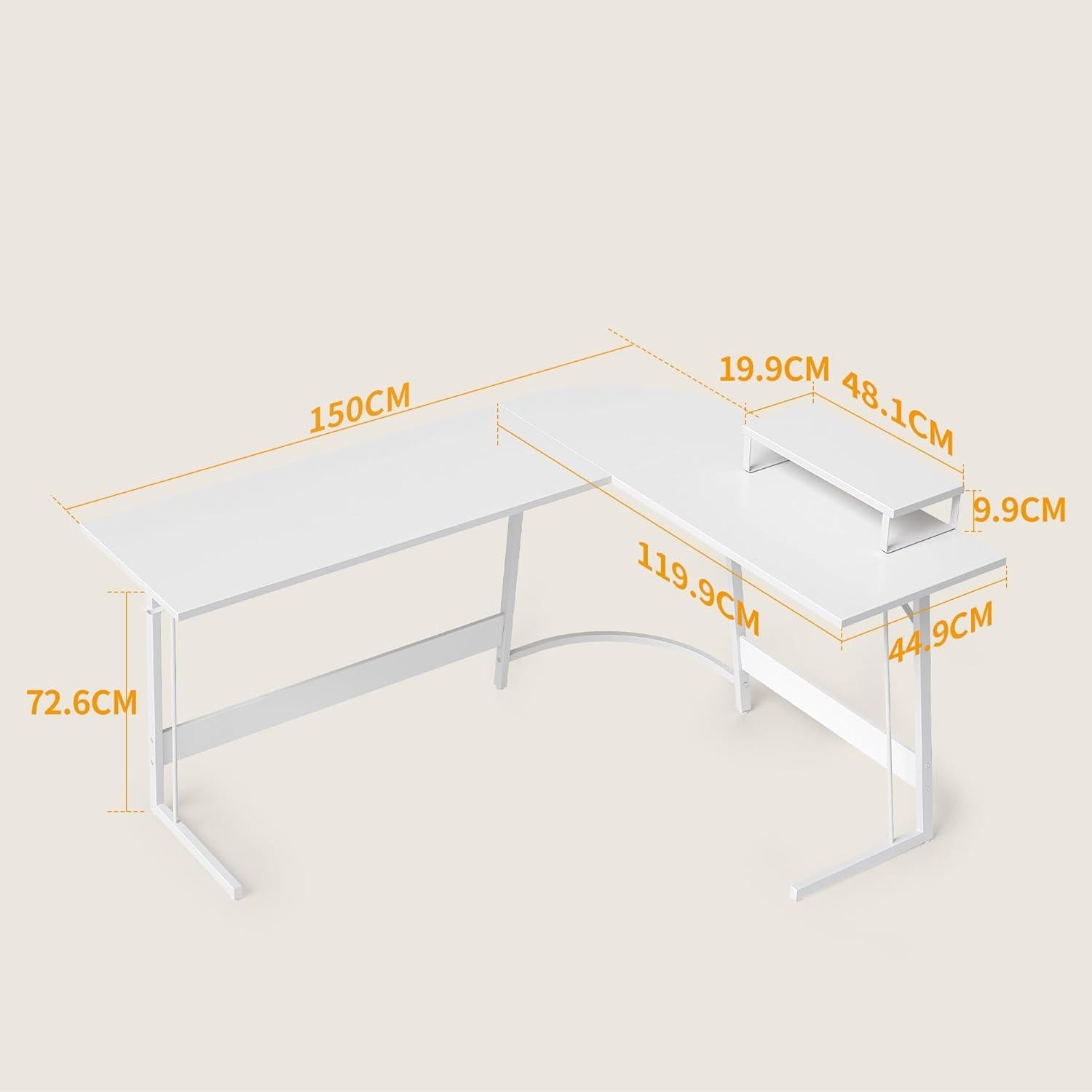 Eckschreibtisch 150x120 cm, Stabil l Form Computertisch