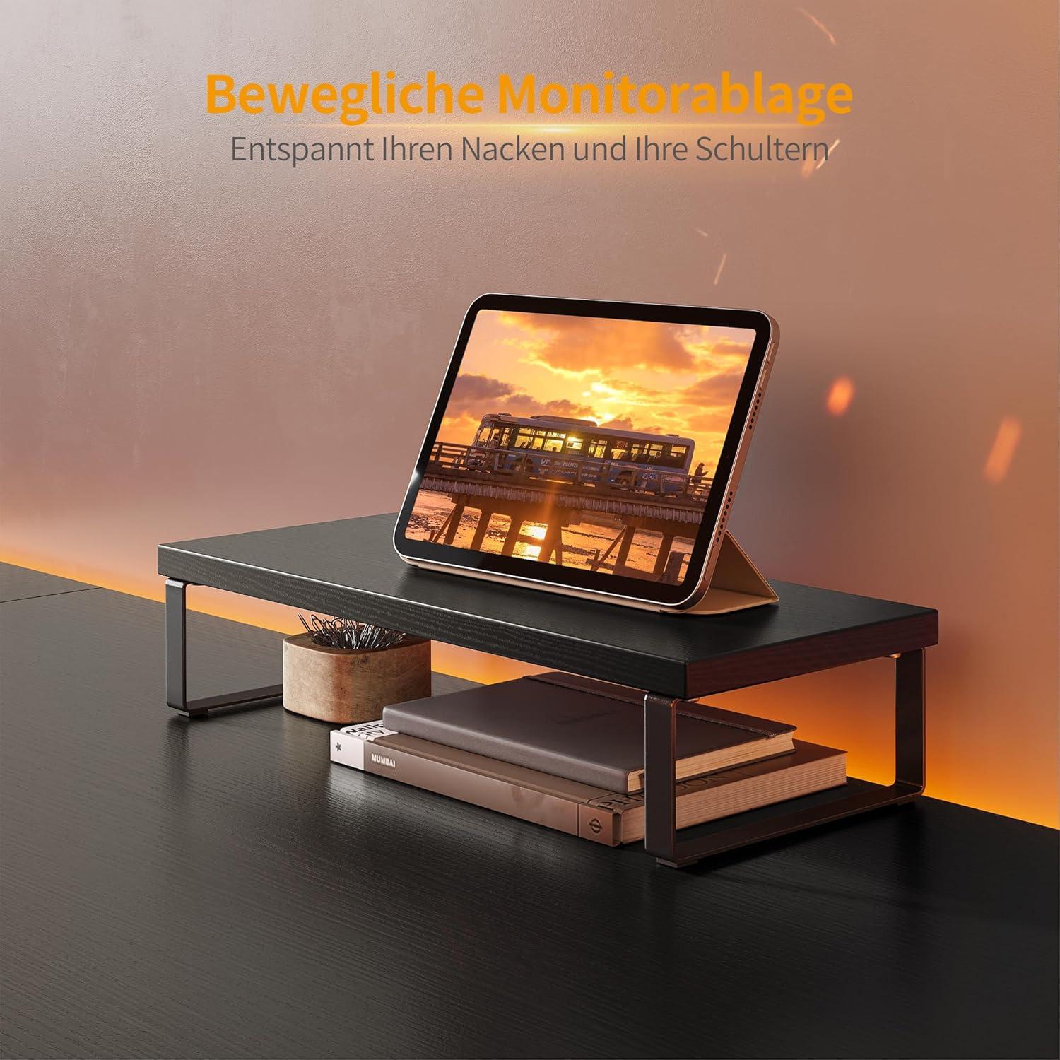 Gaming Eckschreibtisch L-Form 150x120 cm Schwarz mit Monitorständer