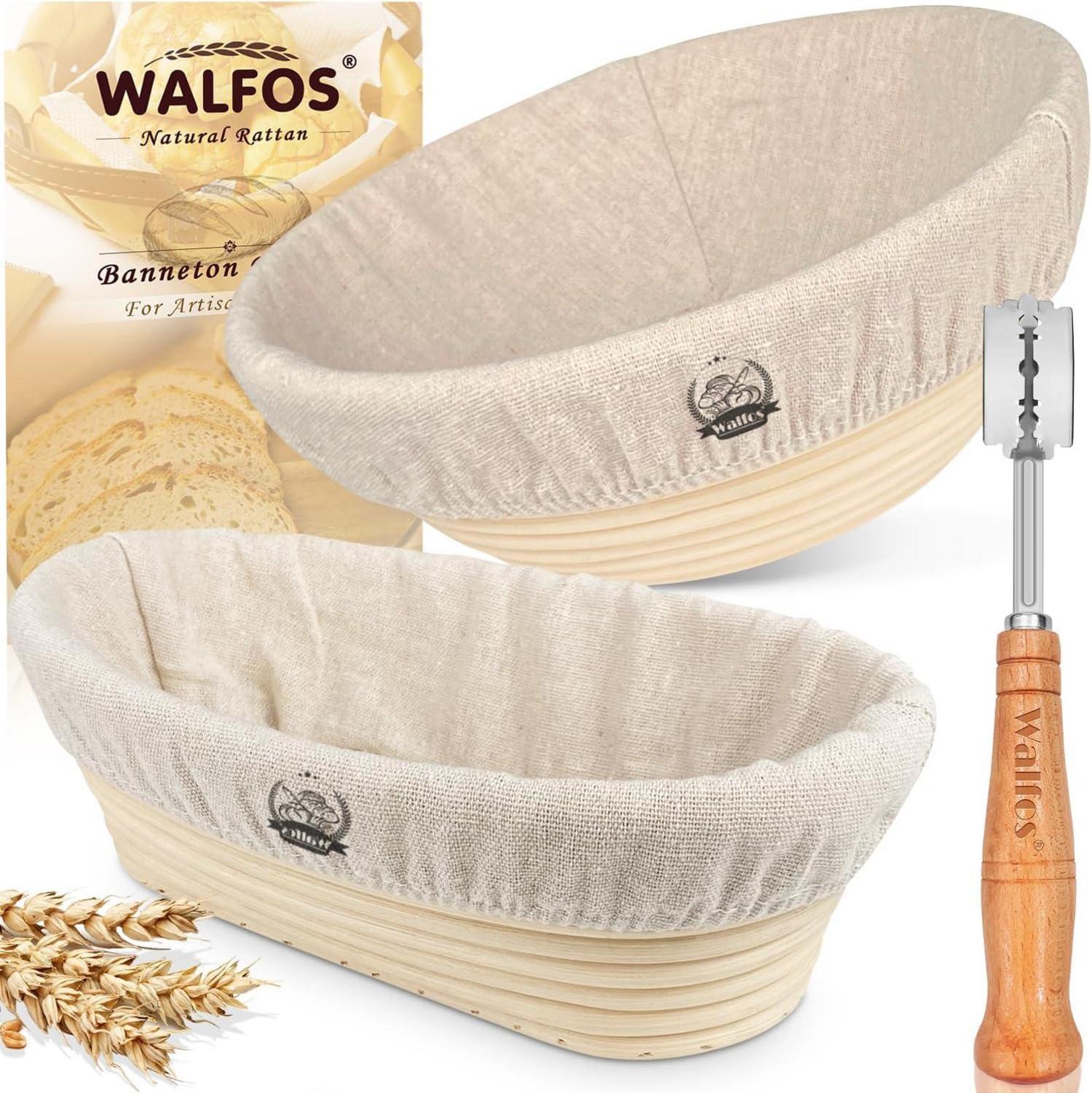 Gärkorb Brotbacken Set Rattan Bäckermesser 23cm Oval 25cm