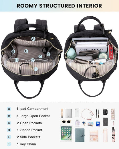 Kleiner Damen Rucksack Schwarz Wasserdicht Mini Daypack Backpack