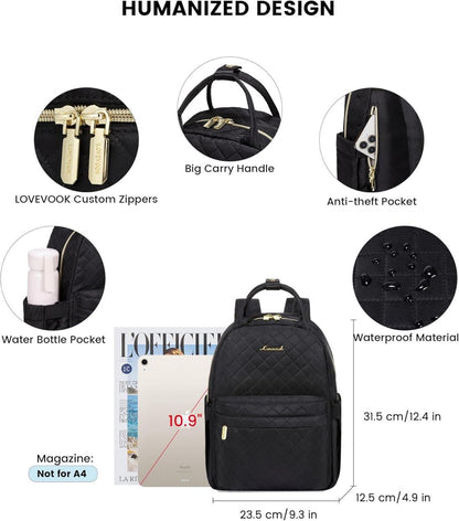 Kleiner Rucksack Damen Wasserdicht Tagesrucksack Mini Backpack Schwarz