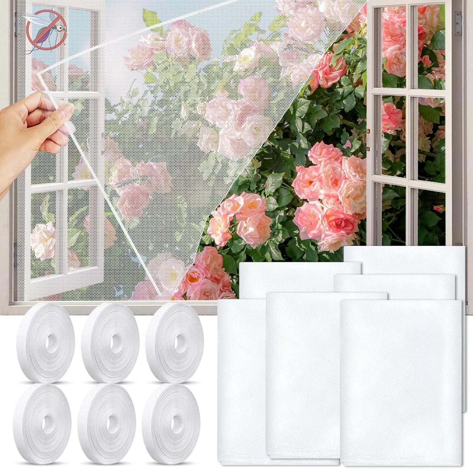 Fliegengitter Fenster 6er Set Insektenschutz Rollen Selbstklebeband