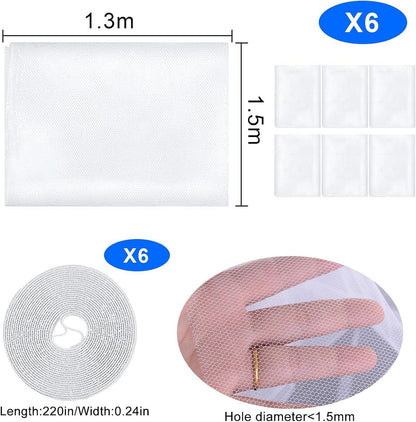 Fliegengitter Fenster 130x150 cm 6 Stück Insektenschutz