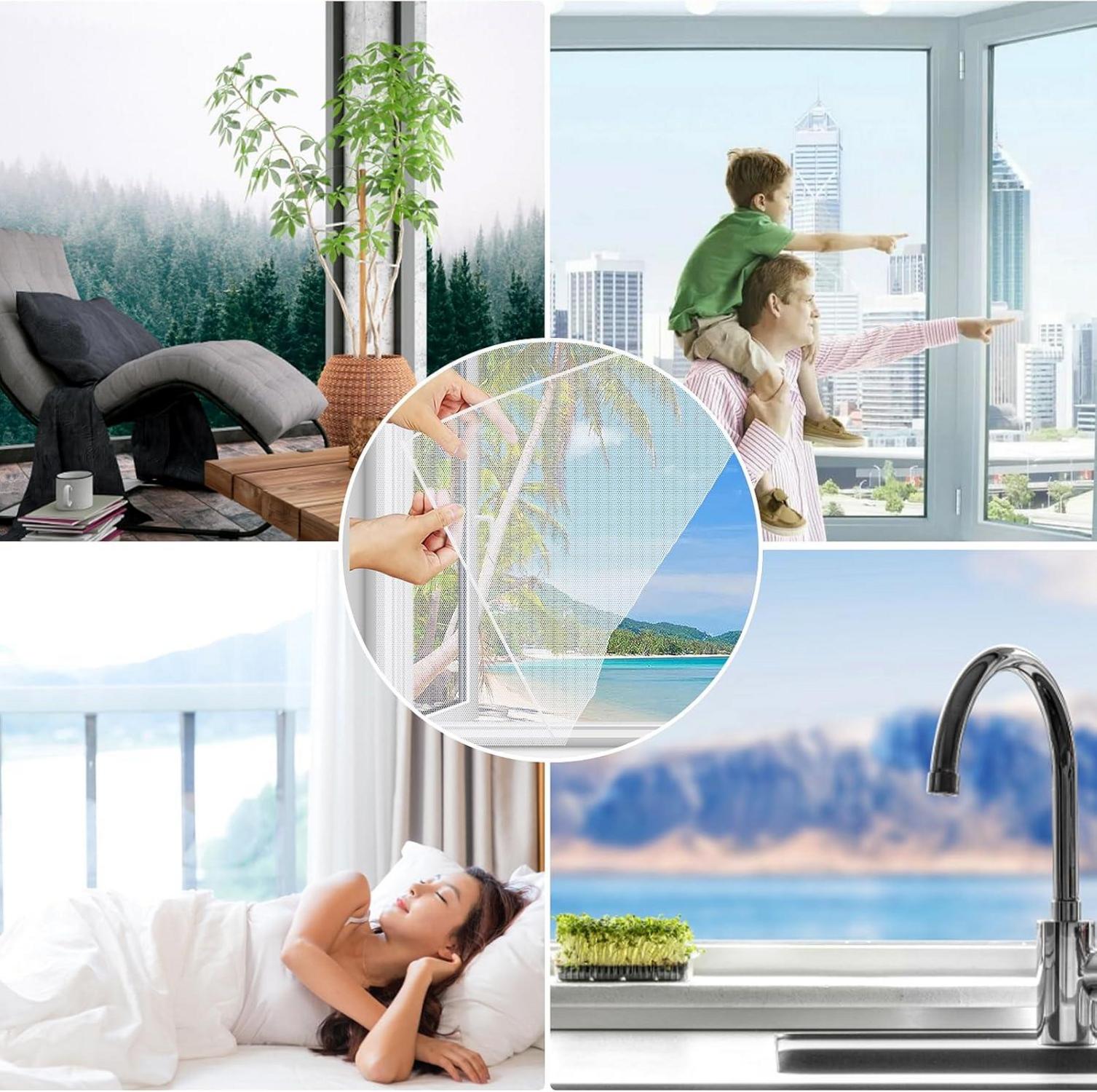 6er Pack Fliegengitter Fenster Insektenschutz 130x150 cm Selbstklebend