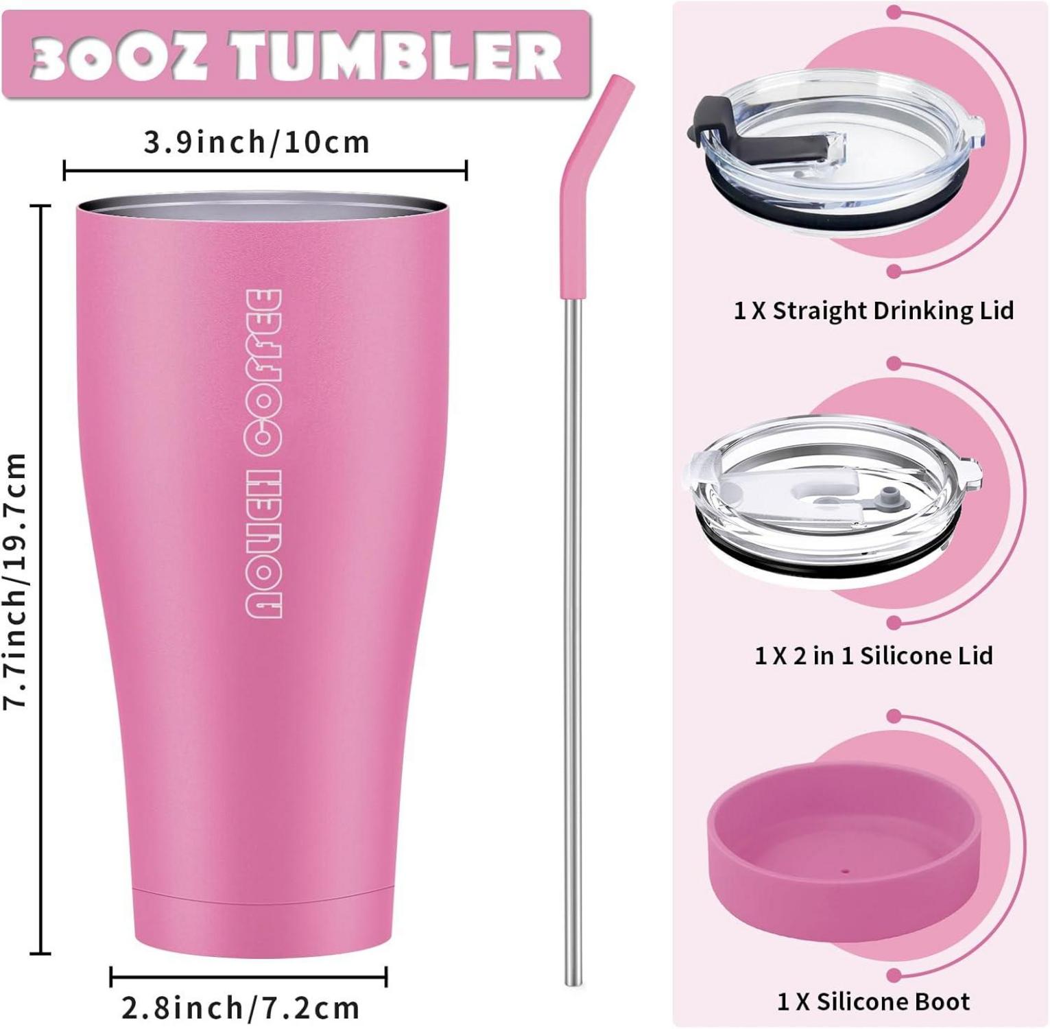 Aolieh 30OZ Isolierte Kaffeetasse, doppelwandig, Rosa