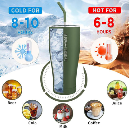Aolieh 30OZ Thermobecher Isolierte Kaffeetasse mit Deckel und Strohhalm BPA-frei