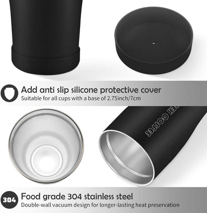 Aolieh 30OZ Thermobecher Schwarz mit Strohhalm und 2 Deckeln