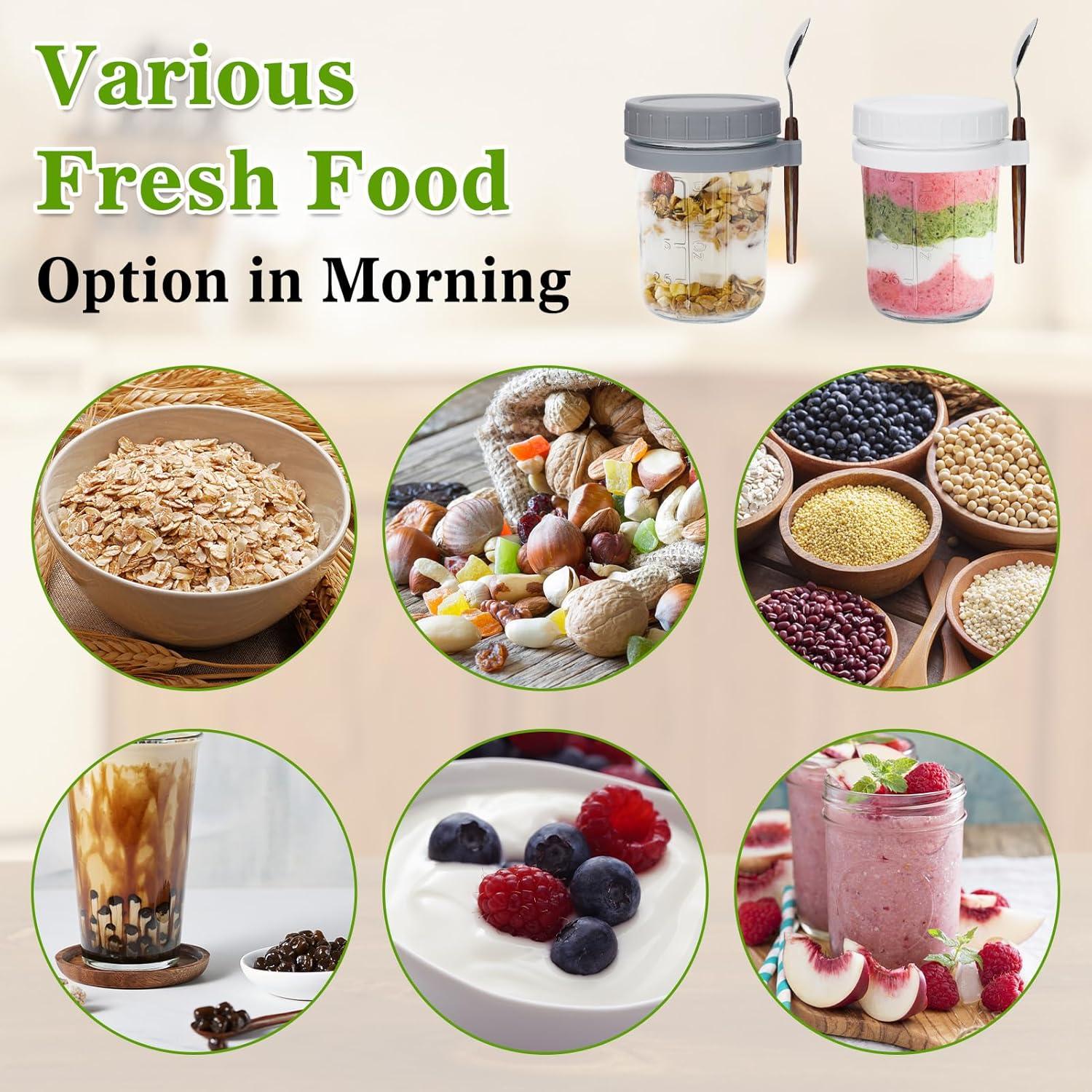 Müslibecher to go mit Deckel und Löffel, 4er