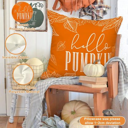 4er Set Herbst Kissenbezüge 40x40cm Kürbis Truck Sonnenblumen