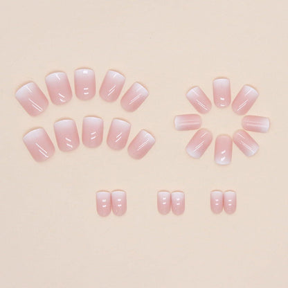 24er Set Künstliche Nägel Eckig Nude Rosa Fingernägel Aufkleben French Acryl Nails