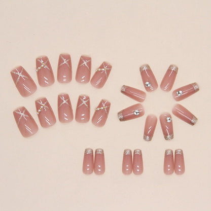 24er Set Künstliche Nägel Rosa Glitzer für DIY Maniküre