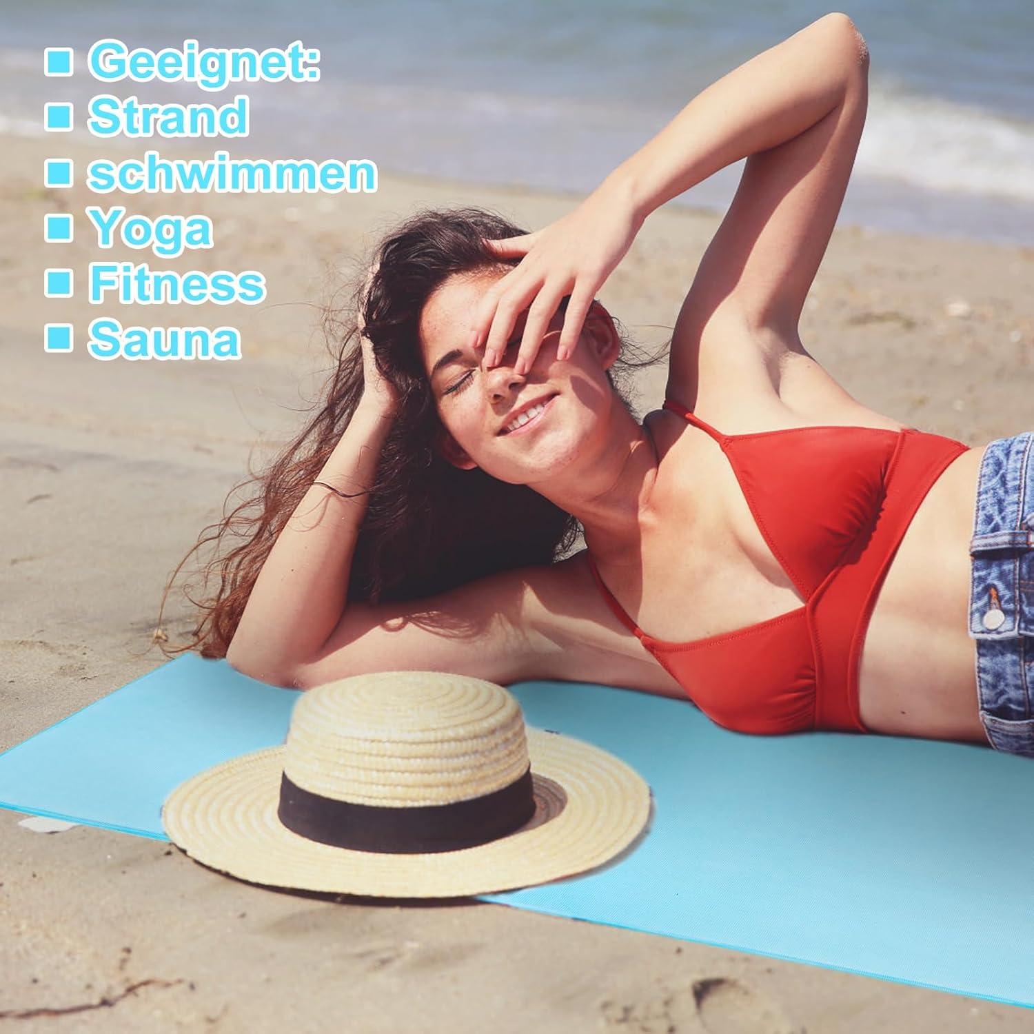 Mikrofaser Handtuch Groß 180x80cm Blau Schnelltrocknend Strand Yoga