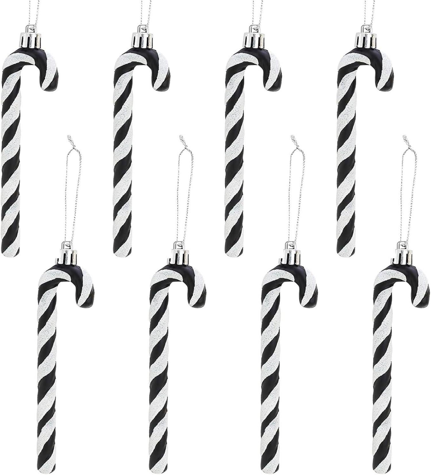 Glitzer Zuckerstangen Weihnachtsbaum Deko 8 Stück Schwarz