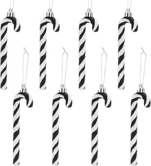 Glitzer Zuckerstangen Weihnachtsbaum Deko 8 Stück Schwarz