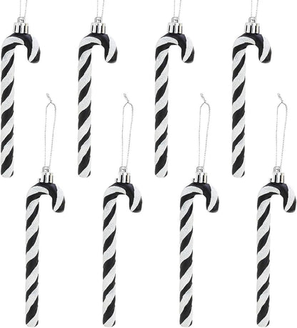 Glitzer Zuckerstangen Weihnachtsbaum Deko 8 Stück Schwarz