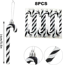 14CM Glitzer Weihnachtsbaum Deko Schwarz Zuckerstangen