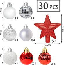 30 Mini Weihnachtskugeln 3cm Rot Weiß Christbaumkugeln
