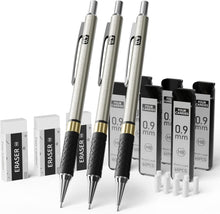 Druckbleistift Set 3 Stück 0,9 mm HB-Minen Radiergummis Etui