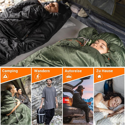 XXL Flanellschlafsack 3-4 Jahreszeiten warm mit Armöffnung für Camping