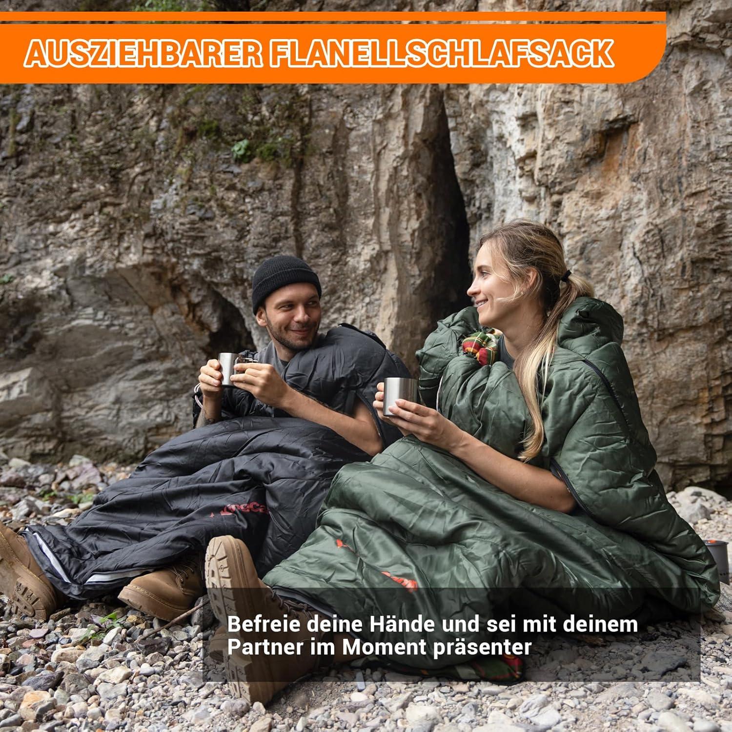 XXL Kingcamp Flanellschlafsack warm 3-4 Jahreszeiten Outdoor Erwachsene