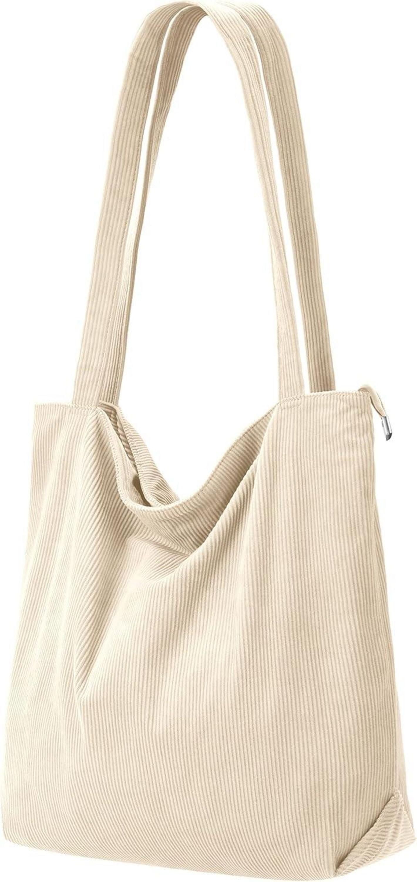 Cord Shopper Damen Beige große Handtasche mit Reißverschluss