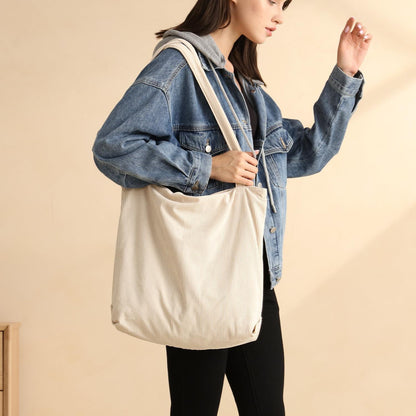 Cord Shopper Damen Beige große Handtasche mit Reißverschluss
