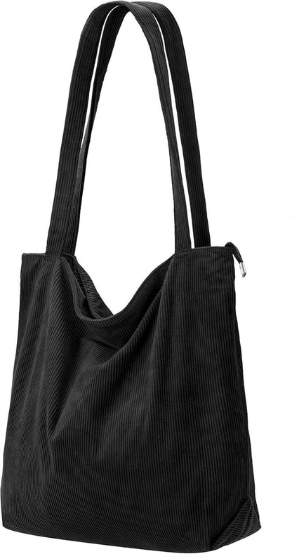 Tote Bag Damen Shopper Cord Umhängetasche Reißverschluss