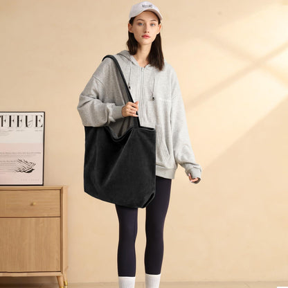 Tote Bag Damen Shopper Cord Umhängetasche Reißverschluss