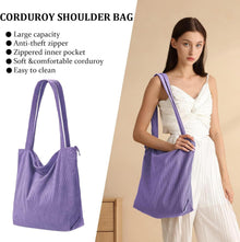 Cord Handtasche Damen Shopper Tote Bag Reißverschluss