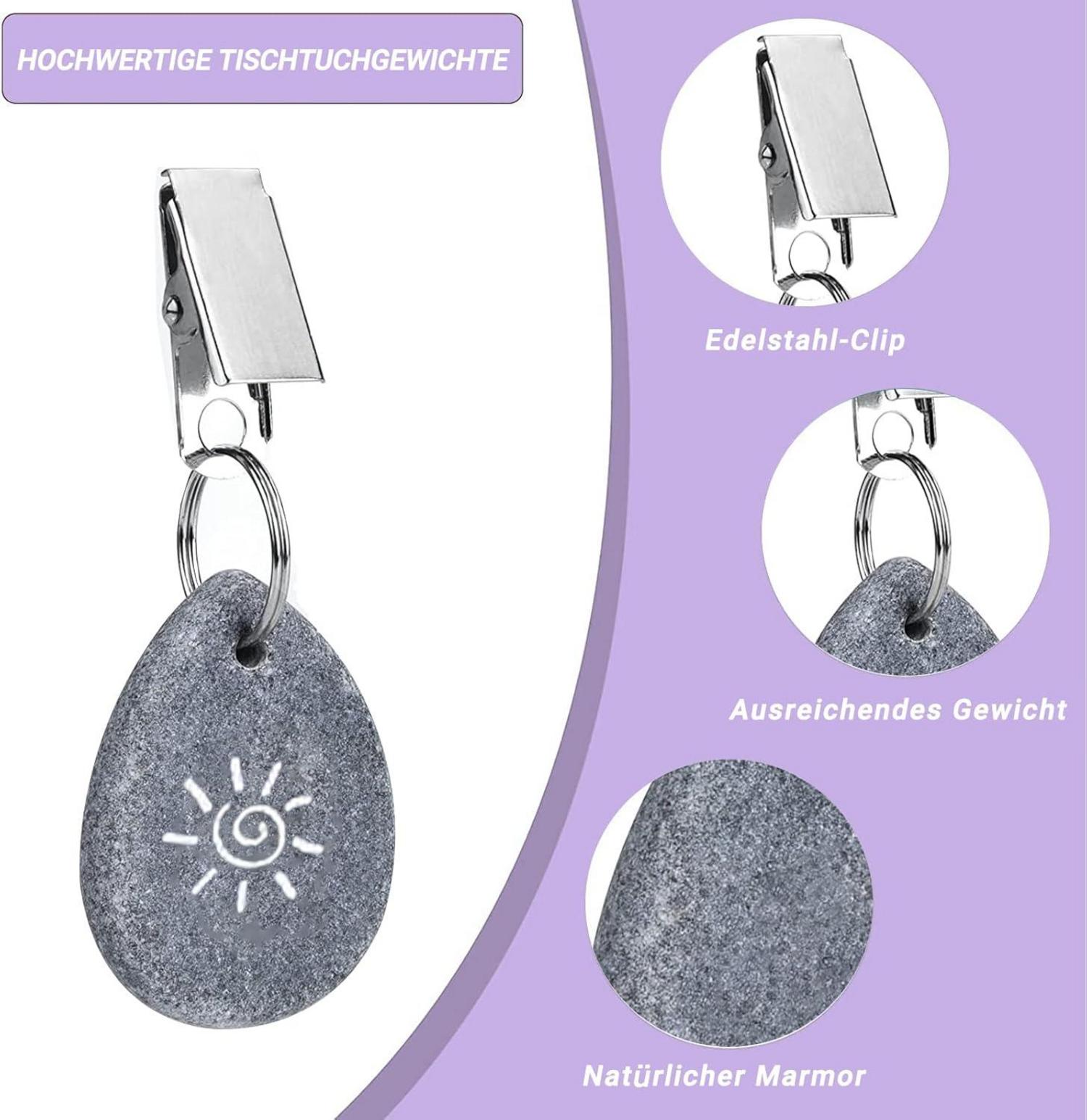 8er Set Tischdeckenbeschwerer Naturstein Klammer Hochzeit Outdoor