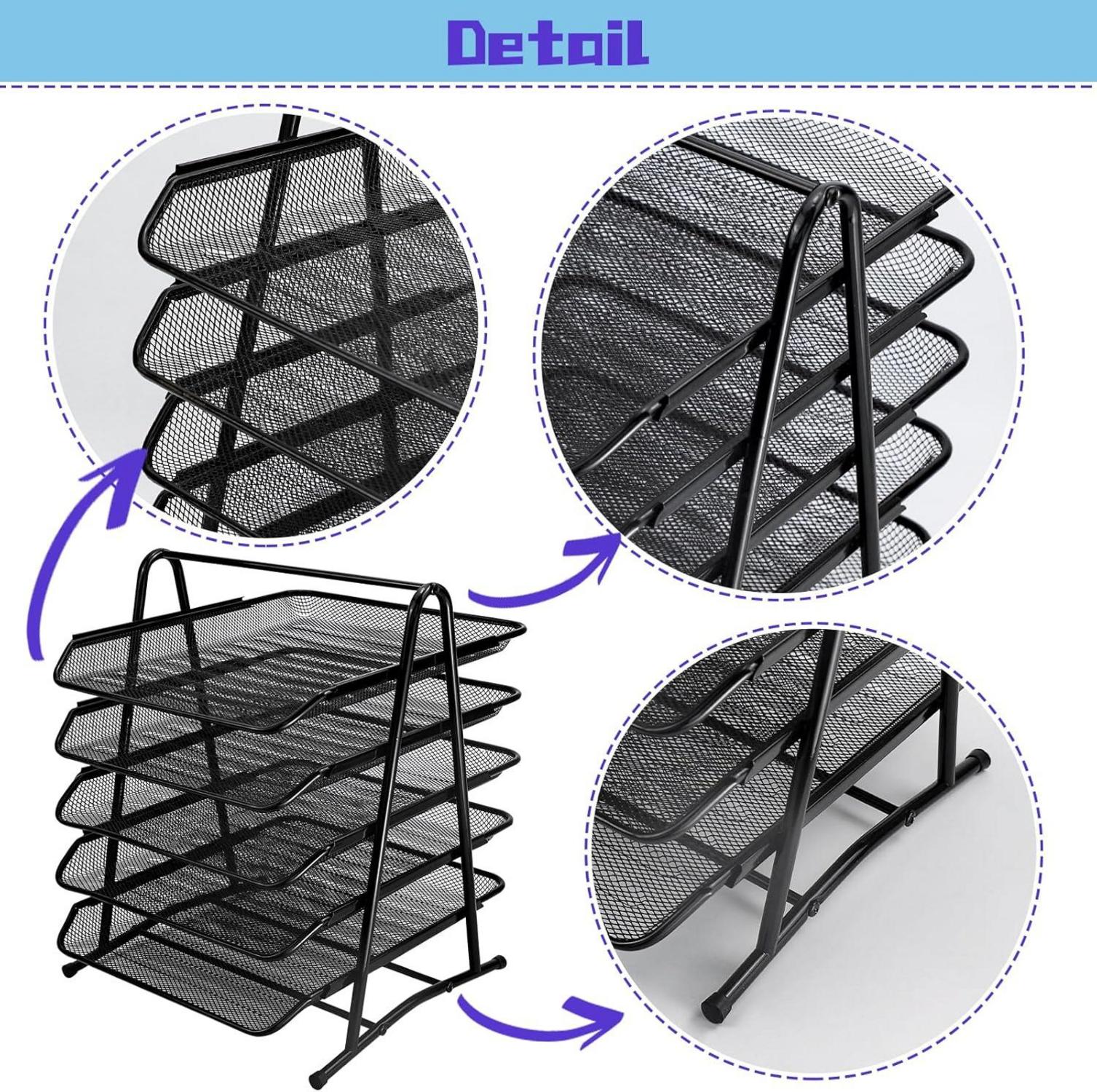 Briefablage Metall 5-Tier Schreibtisch Organizer Papierablage