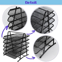 Briefablage Metall 5-Tier Schreibtisch Organizer Papierablage