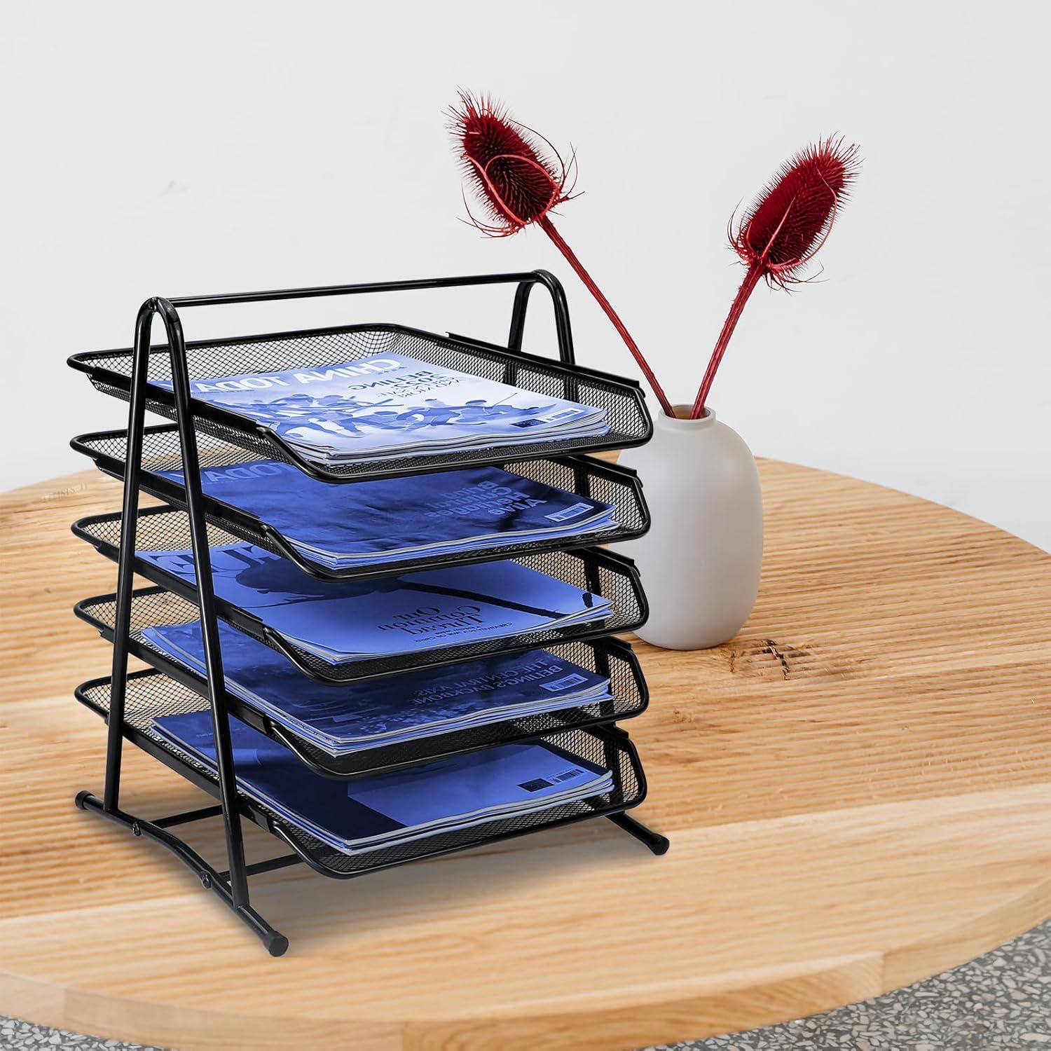 Dokumentenablage Metall Büro Schreibtisch Organizer 5-Tier Ablagefächer