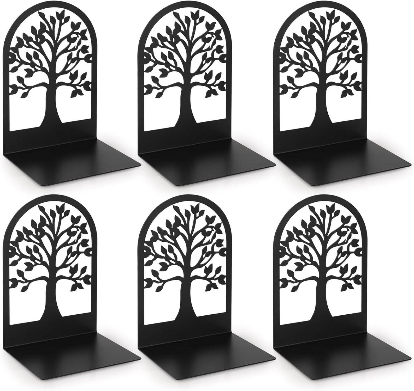 3 Paar Schwarz Metall Buchstütze Bücherhalter Bookends - 12x12x16,5 cm
