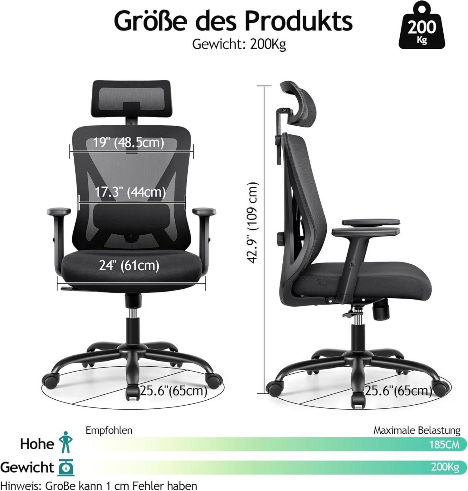 Ergonomischer Bürostuhl mit Kopfstütze und