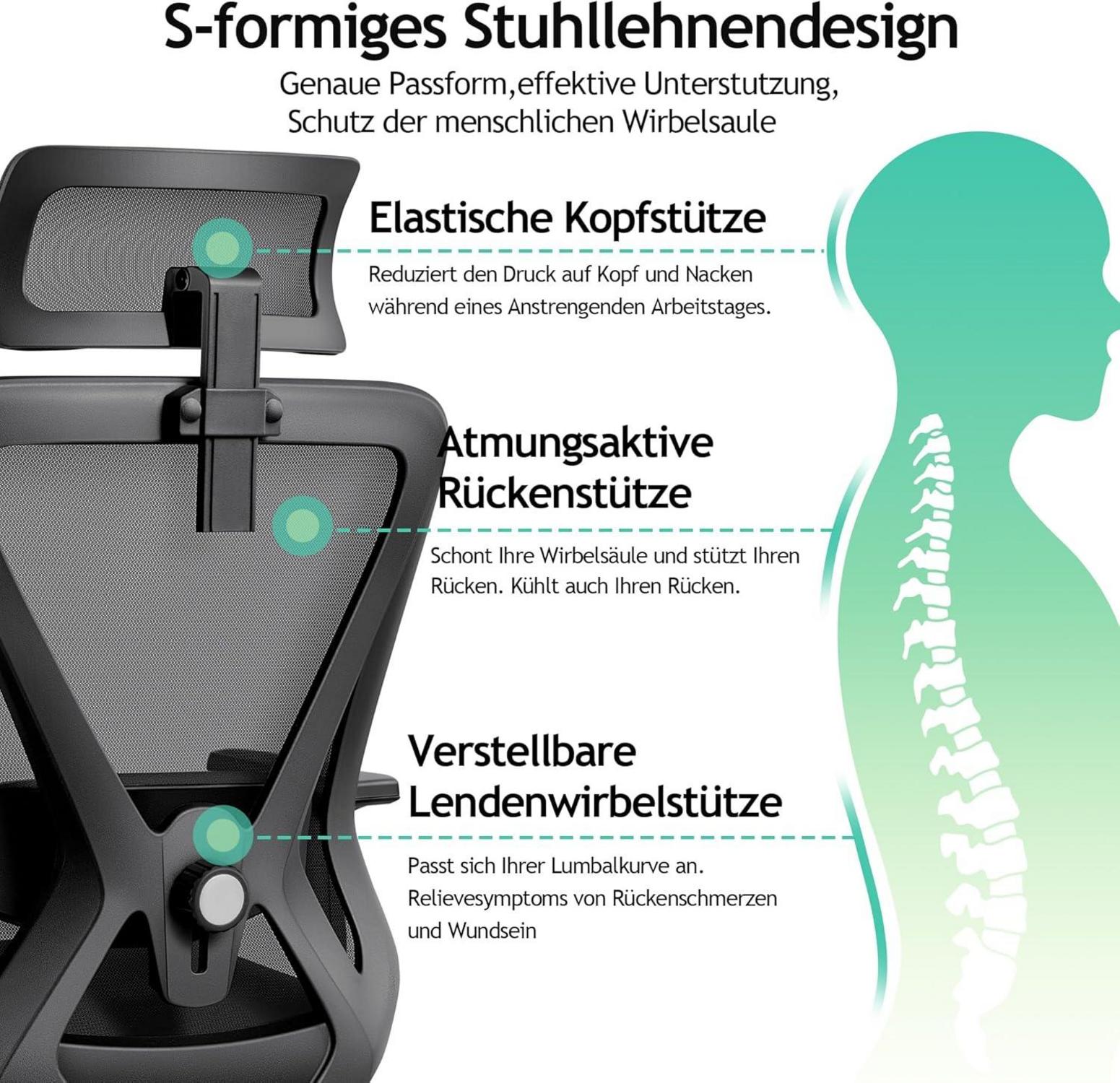 Ergonomischer Bürostuhl mit Kopfstütze und