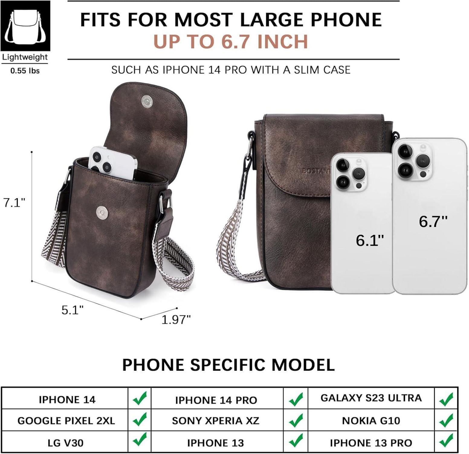 BOSTANTEN Damen Handy Umhängetasche Leder Kaffee