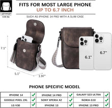 BOSTANTEN Damen Handy Umhängetasche Leder Kaffee