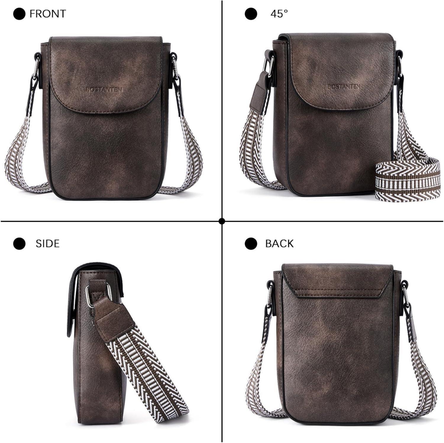 Handy Umhängetasche Damen Leder Geldbörse Handtasche Kaffee
