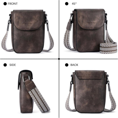 Handy Umhängetasche Damen Leder Geldbörse Handtasche Kaffee