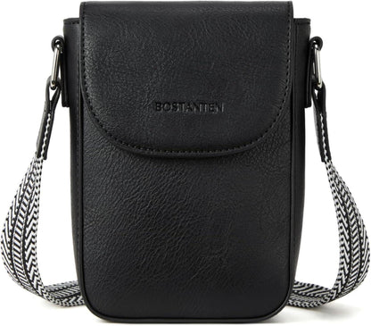 Handytasche Damen Umhängetasche Leder Schwarz