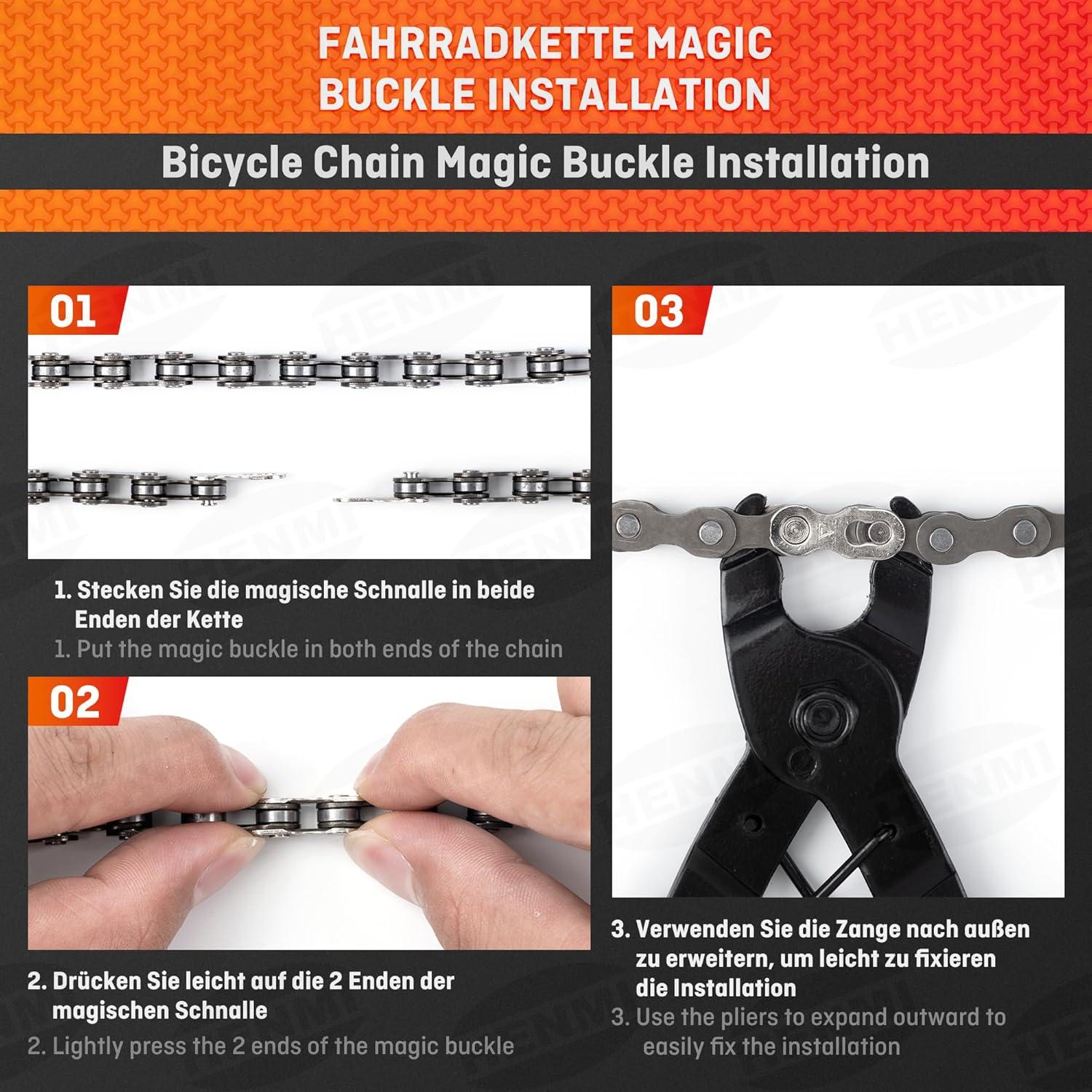 Fahrradkettennieter Kettenzange Kettenschloss 4 Paar Nieten Set 2.0