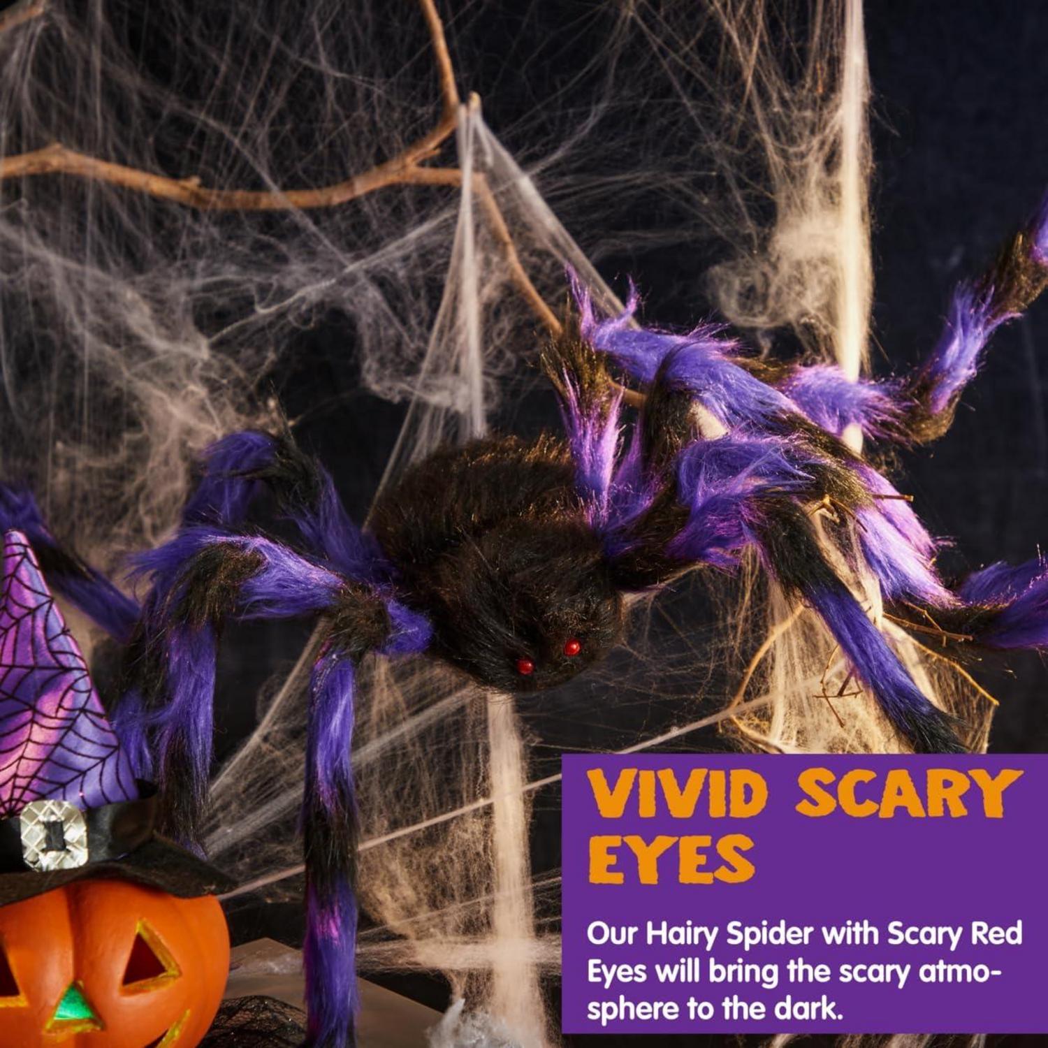 Halloween Spinnen Set 5-teilig bunt gestreift Haarige Spinne Deko