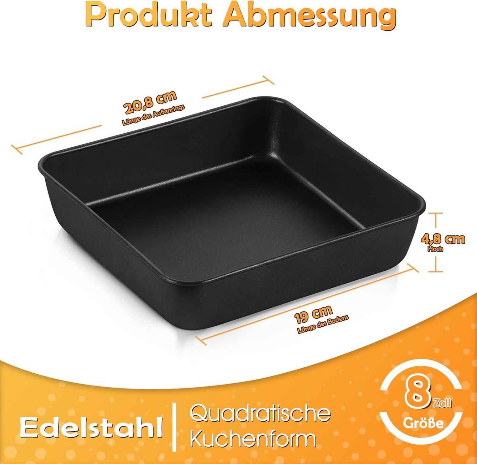 Homikit Quadratische Auflaufform Edelstahl 20cm 2er Set