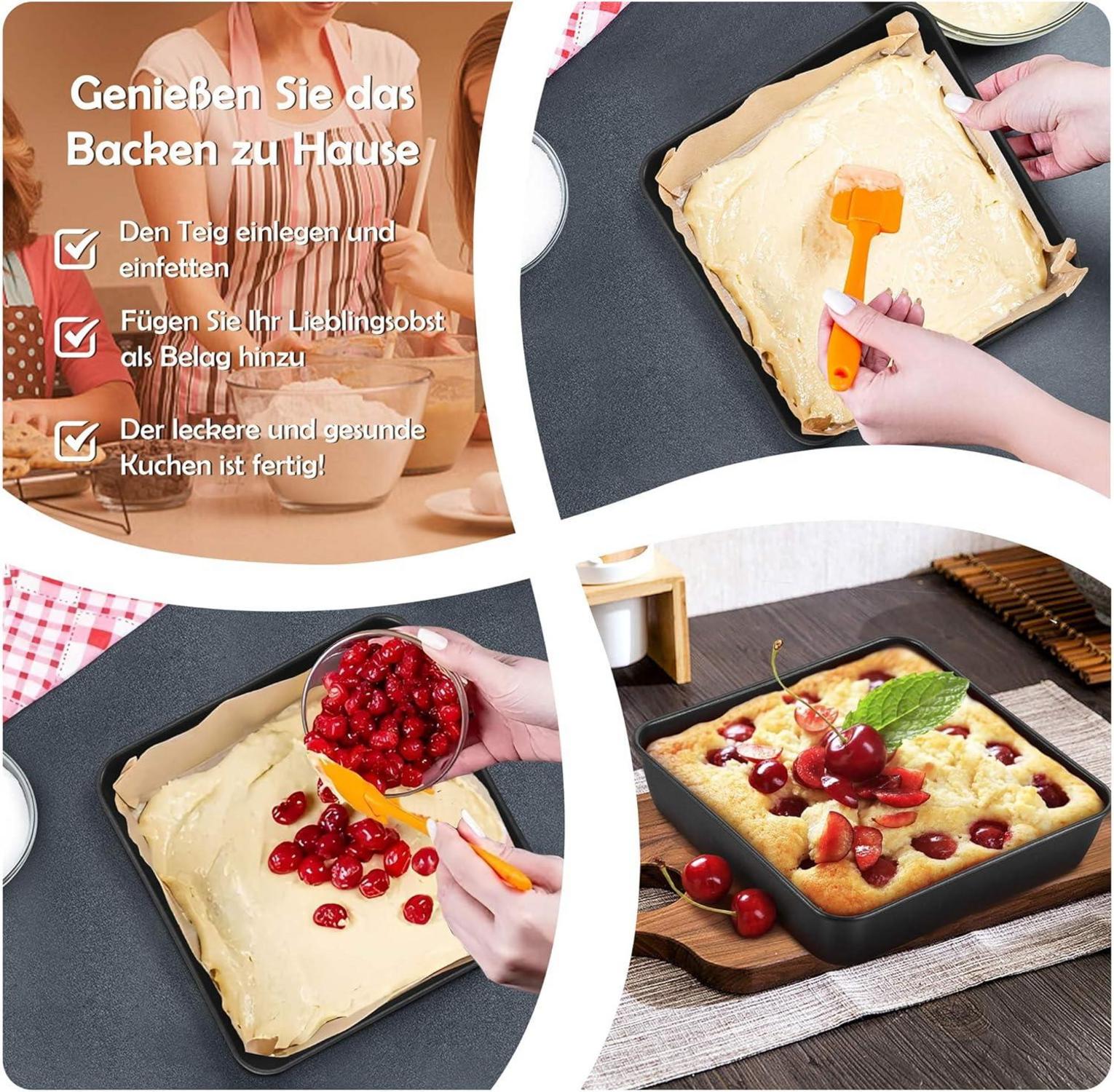 Homikit 2er Set Quadratische Edelstahl Auflaufform 20cm Antihaft