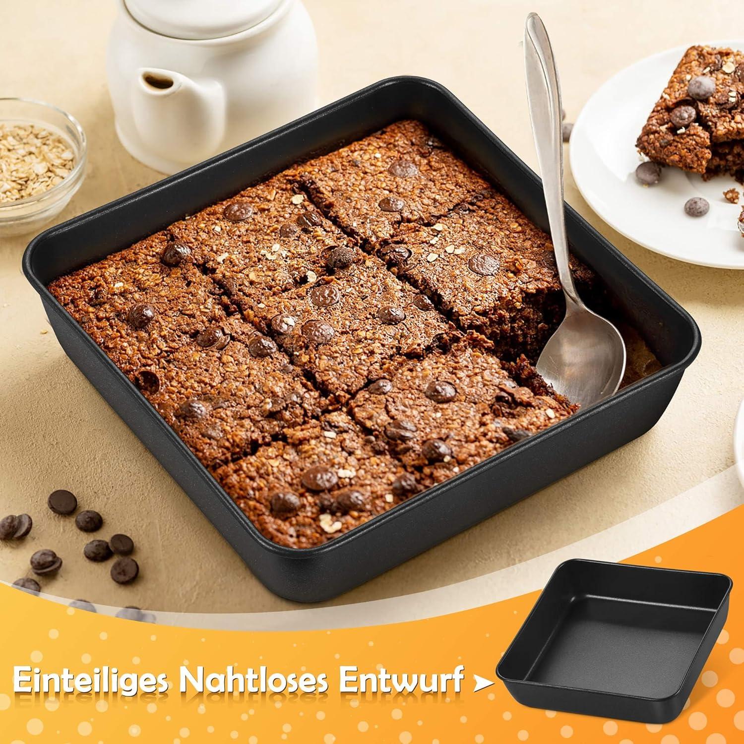 Quadratische Auflaufform Edelstahl 20cm 2er Set Antihaftbeschichtet