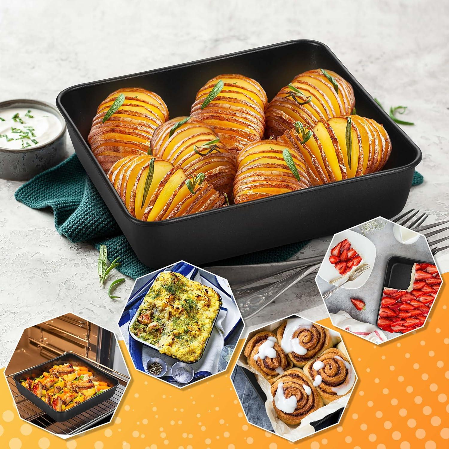 Homikit 2er Set Quadratische Edelstahl Auflaufform 20cm Antihaft
